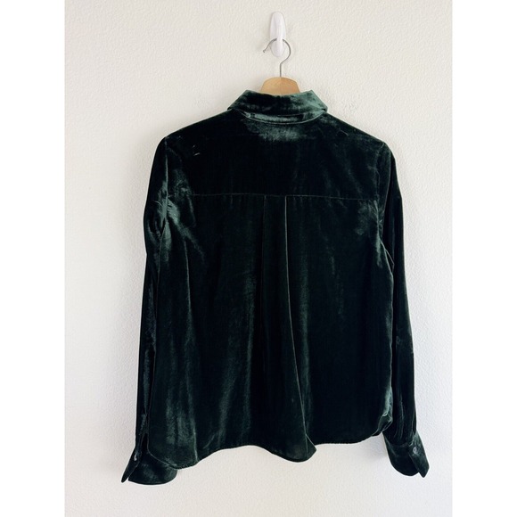 Boden Sienna Velvet Shirt Viscose Button Down Top US 8 Green Regal Holidays - Picture 3 of 14